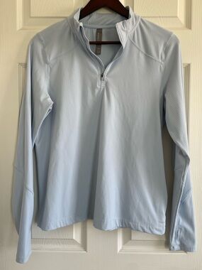 Mondetta Pale Blue Ribbed Quarter Zip Pullover Athletic Top Size L